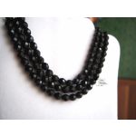 3 soros fekete ÜVEG gyöngy kaláris 